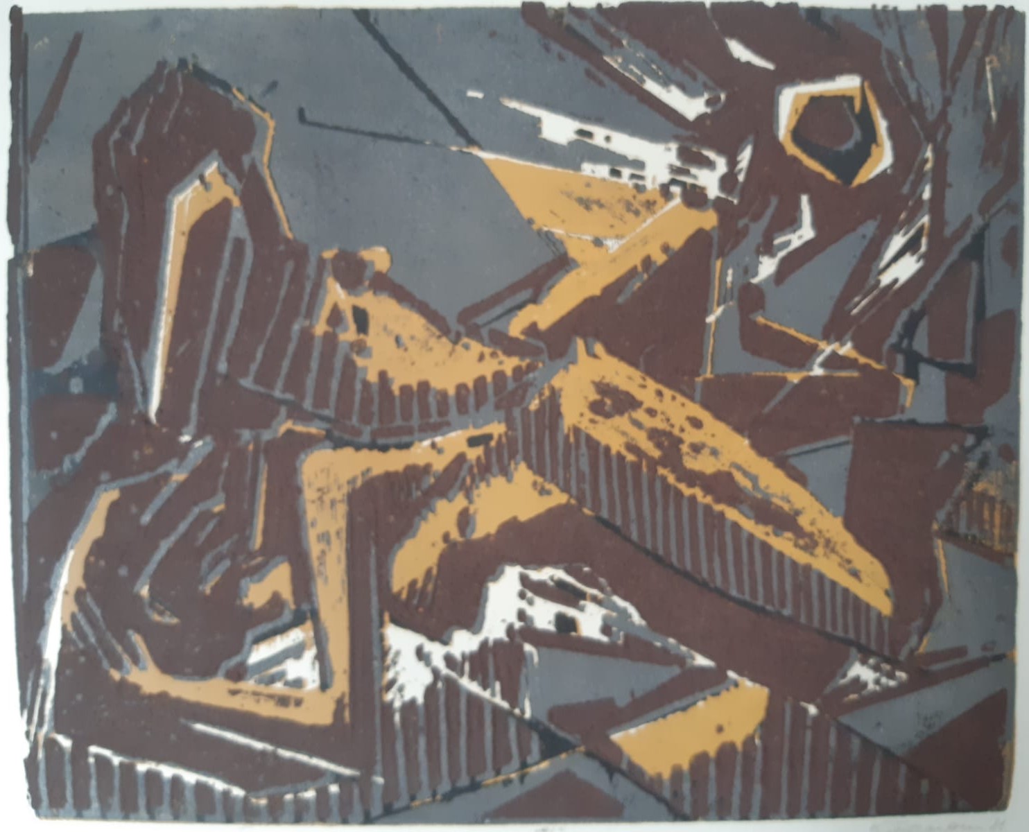 Strandimpression IV, 1988, einer von nur 9 Drucken, vierfarbiger Holzschnitt, Druckplatten 41 x 50 cm, Papiermaße 50 x 60 cm, 130 € .jpeg